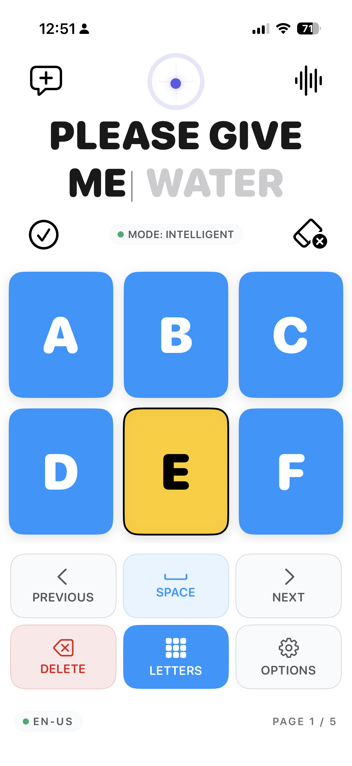 I Have A Voice app showing the keyboard interface