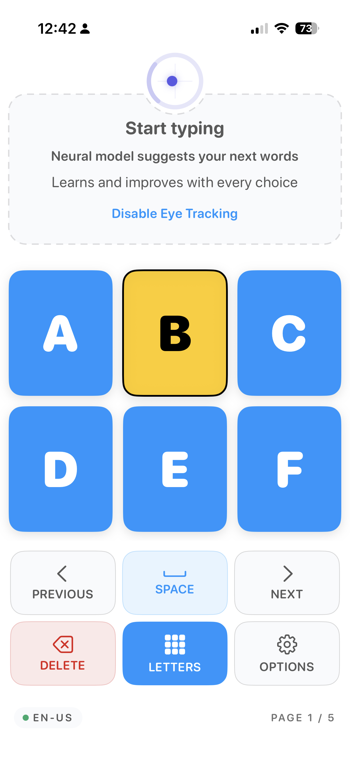 App keyboard interface