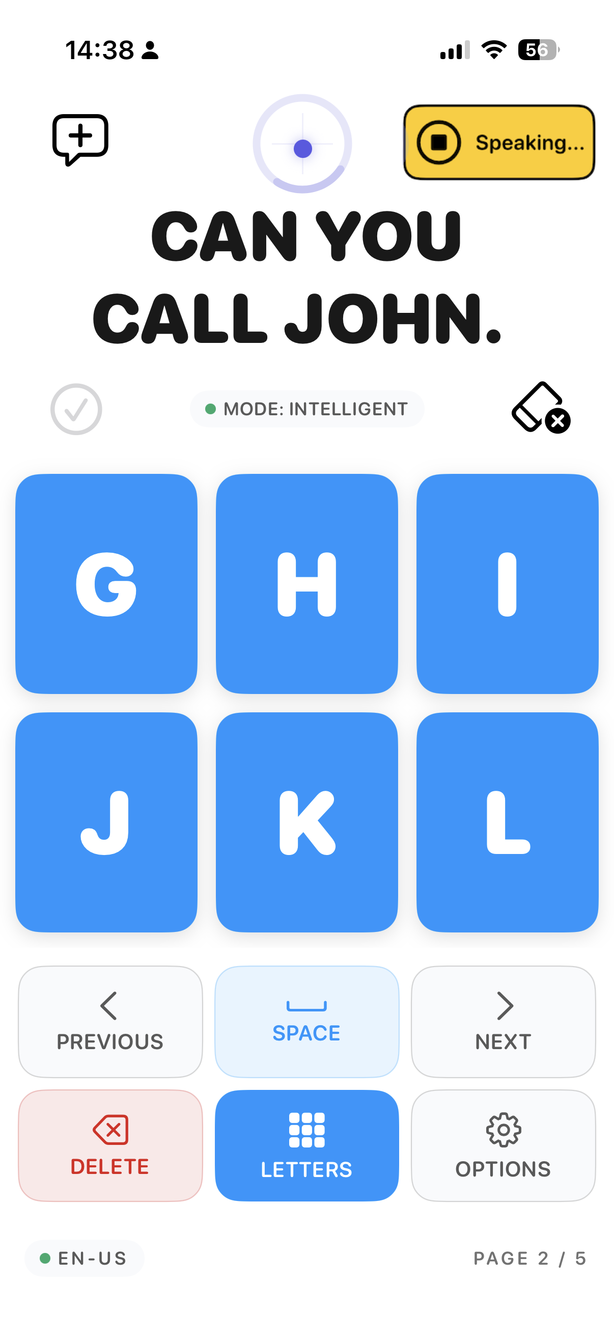 App saved phrases screen